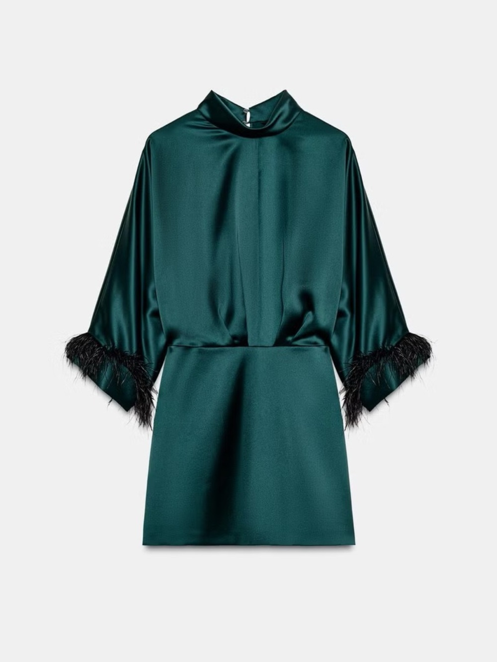 ZARA Short Satin Feather Dress